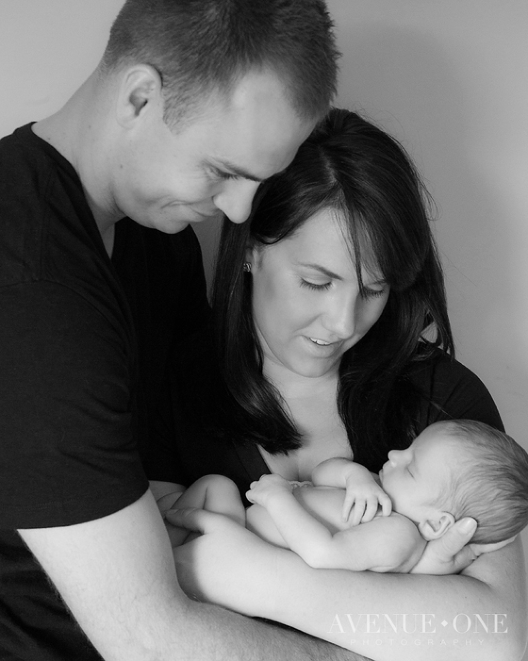 black and white family newborn session