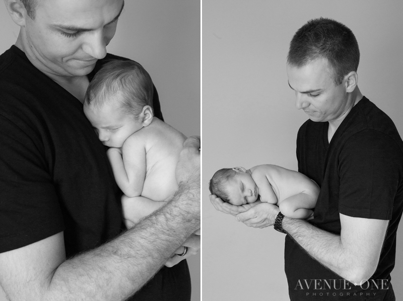 black and white newborn with dad