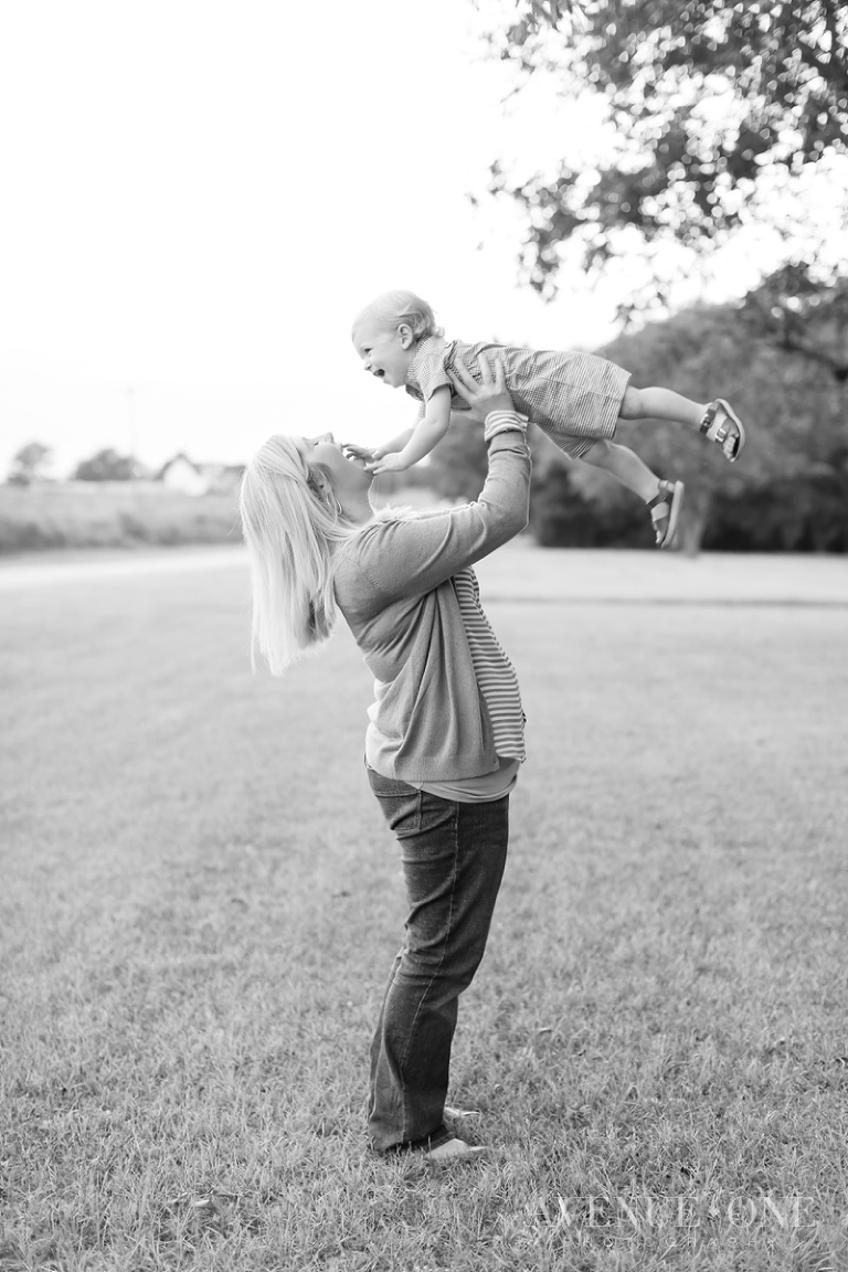 black and white mom and son