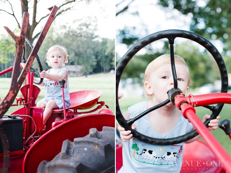 cute little boy on tractor photo