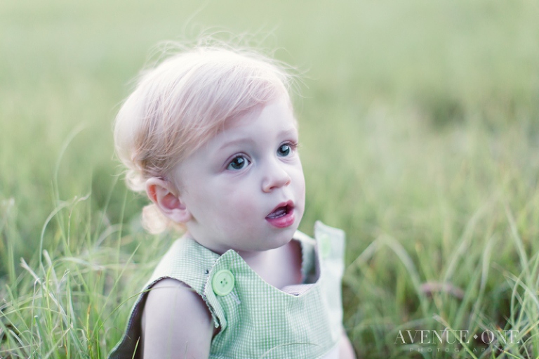 little blonde boy in field