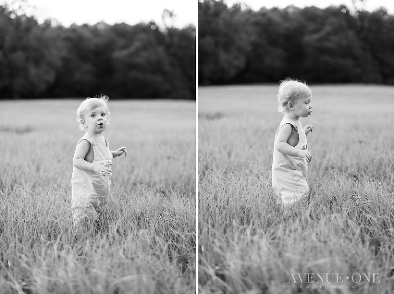 little boy walking in field