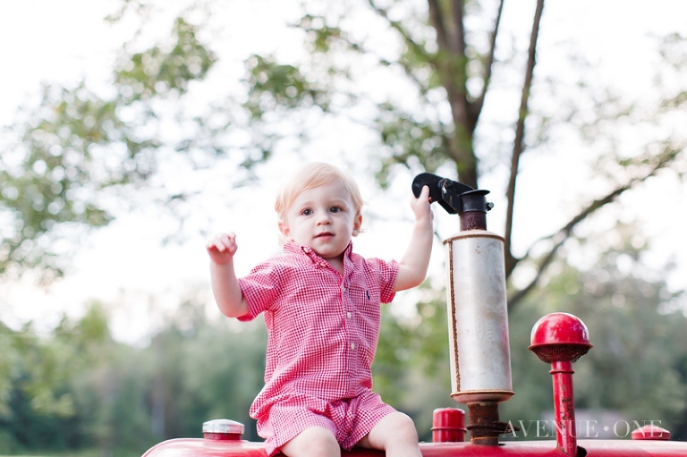 little boy on tractor photo session