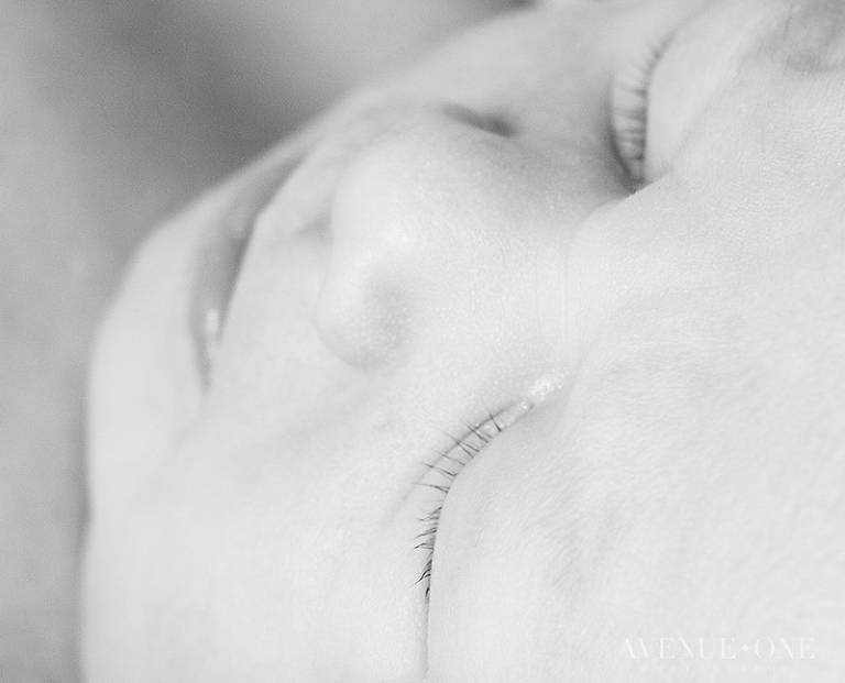 close up of newborn face