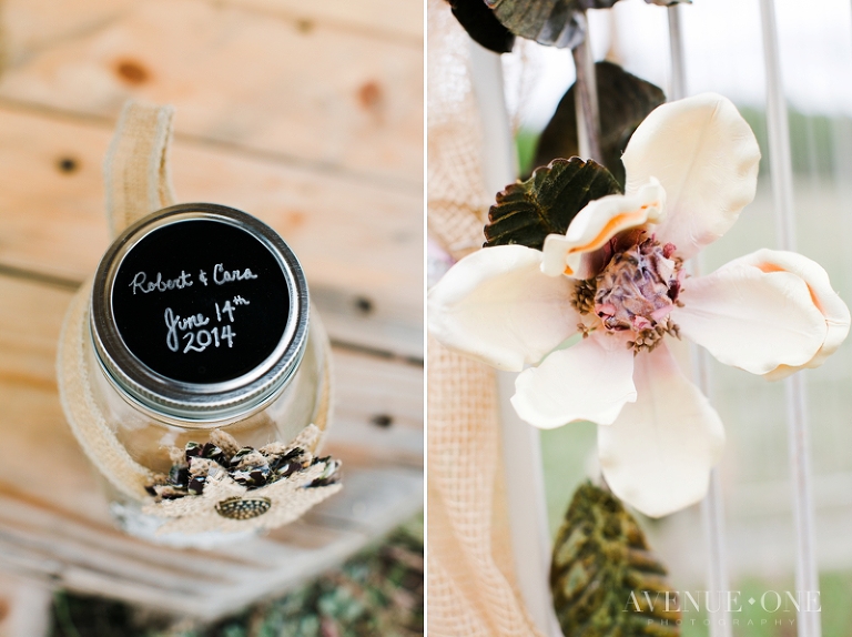 Wedding mason jar decorated with names