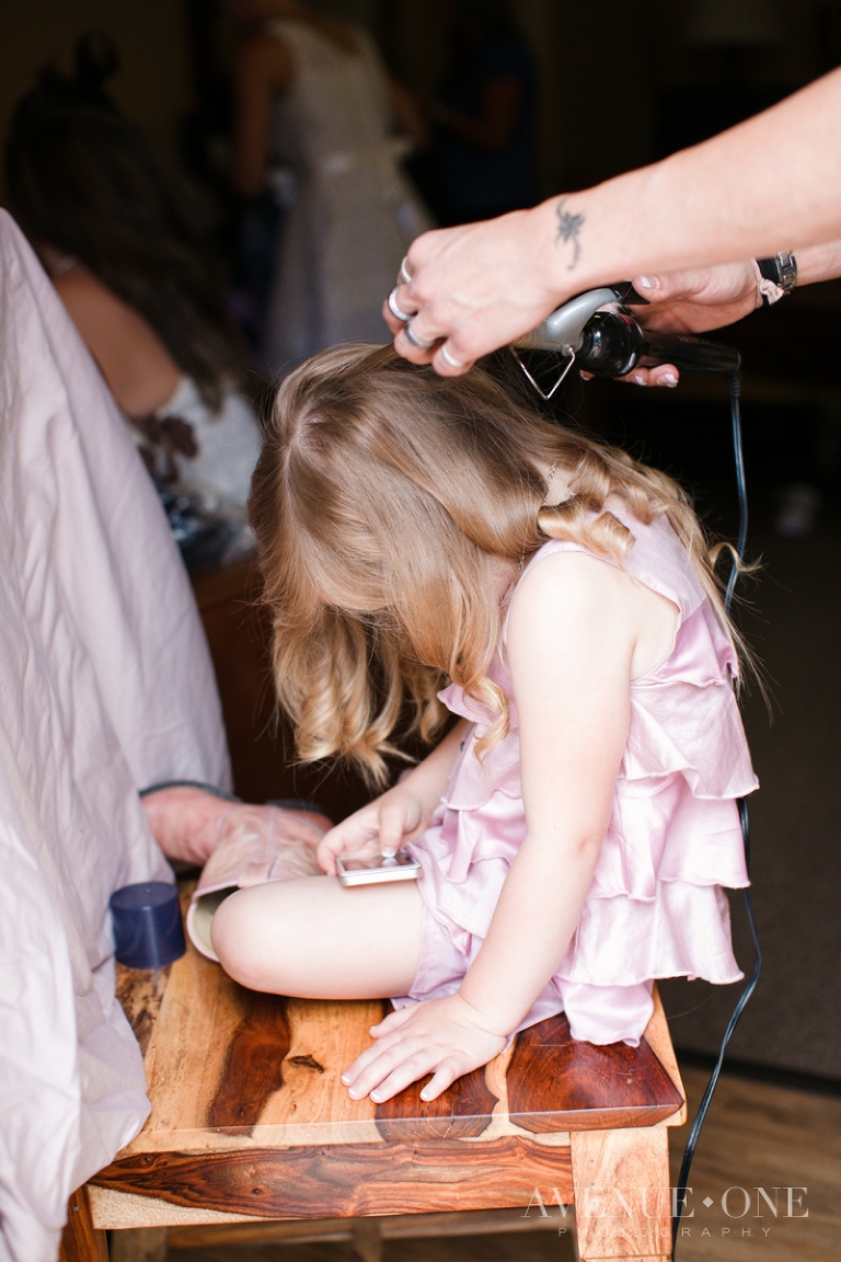 flower girl getting ready