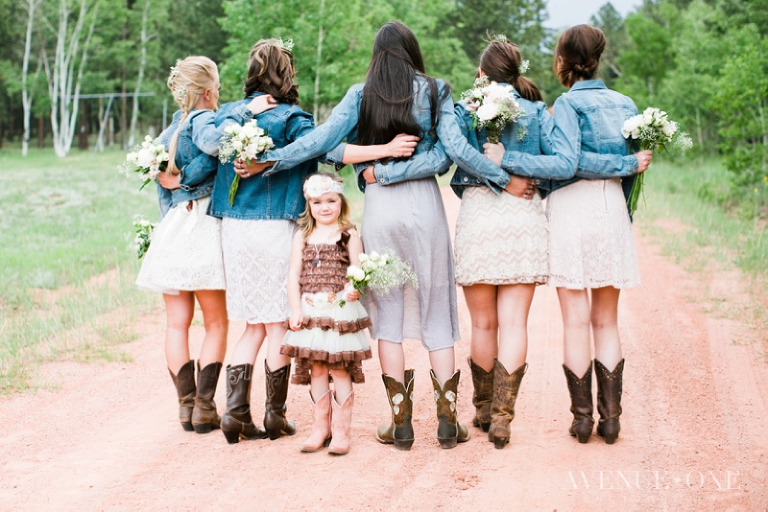 flower girl with bridesmaids