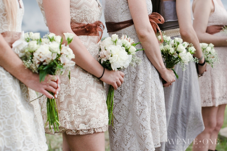 bridesmaids bouquets with lace dresses