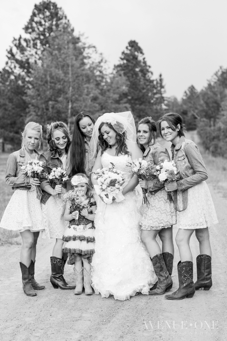 bridesmaids on dirt road