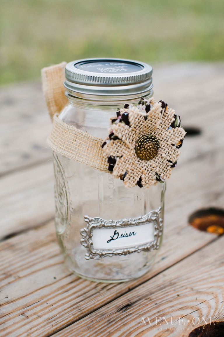 wedding decorated mason jar