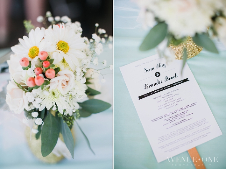 mint wedding program fan