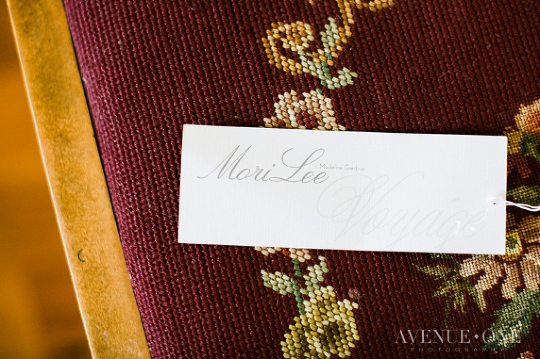 wedding dress tag with designer