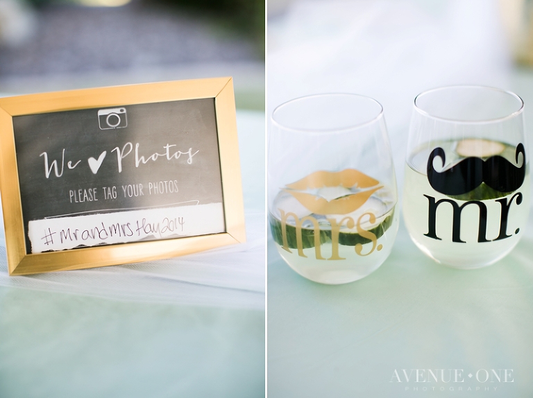 Mr. and Mrs. wine glasses for wedding reception