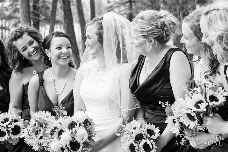 candid bridesmaids with bride