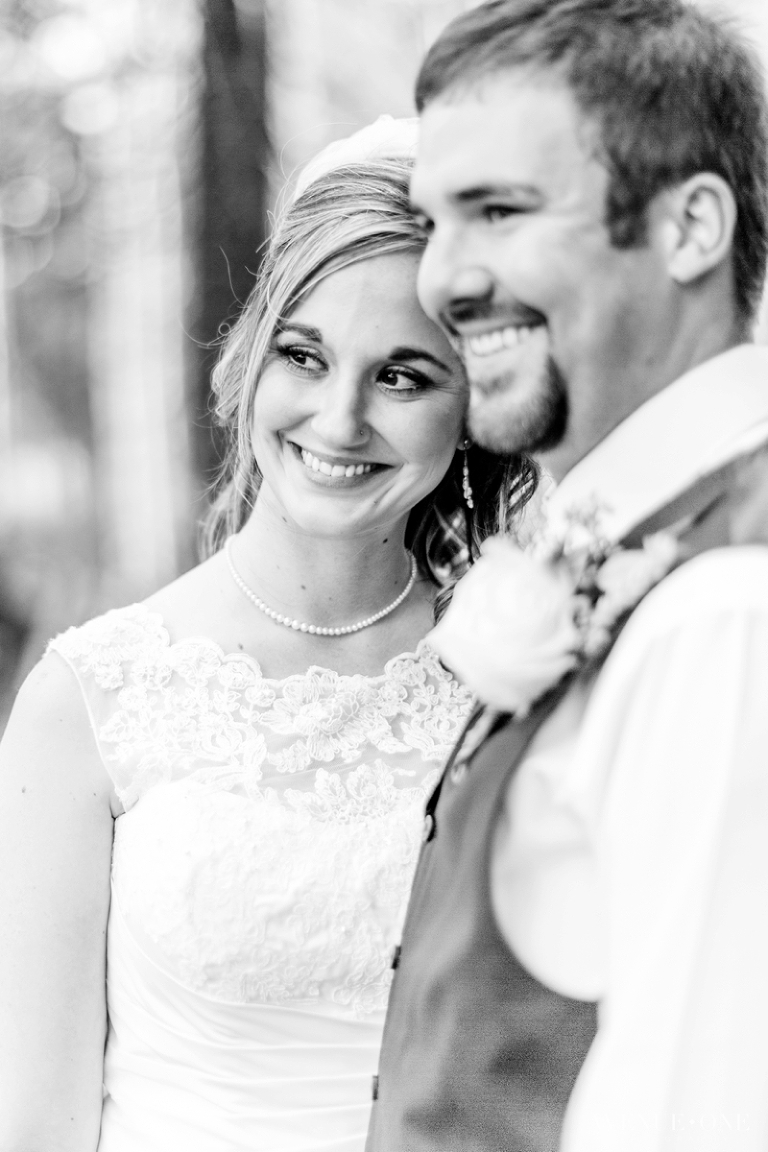 close up of bride and groom