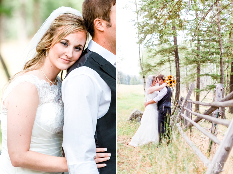 bride resting head on grooms shoulder