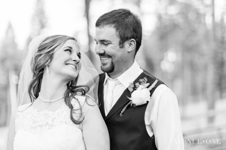 Cute bride and groom pic smiling at each other