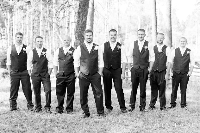 groomsmen picture with groom in front