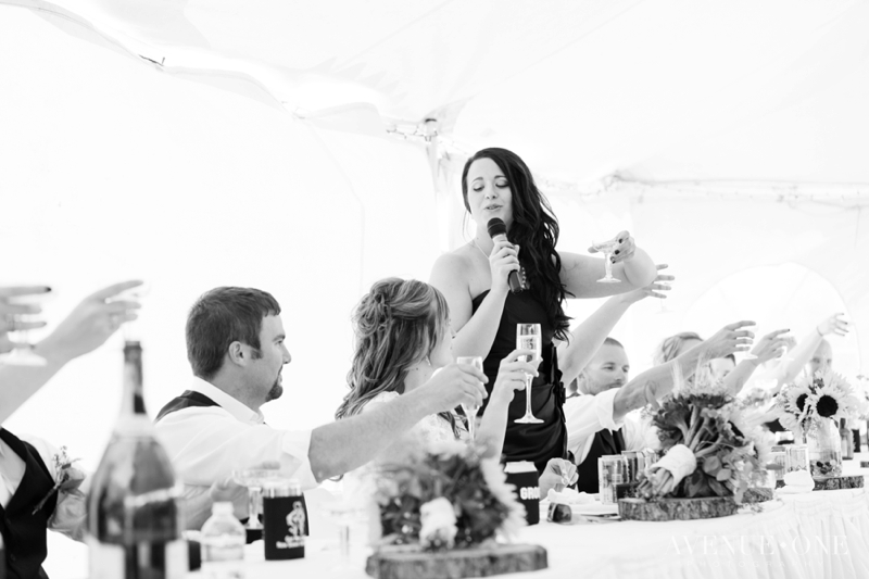 maid of honor toast inside tent