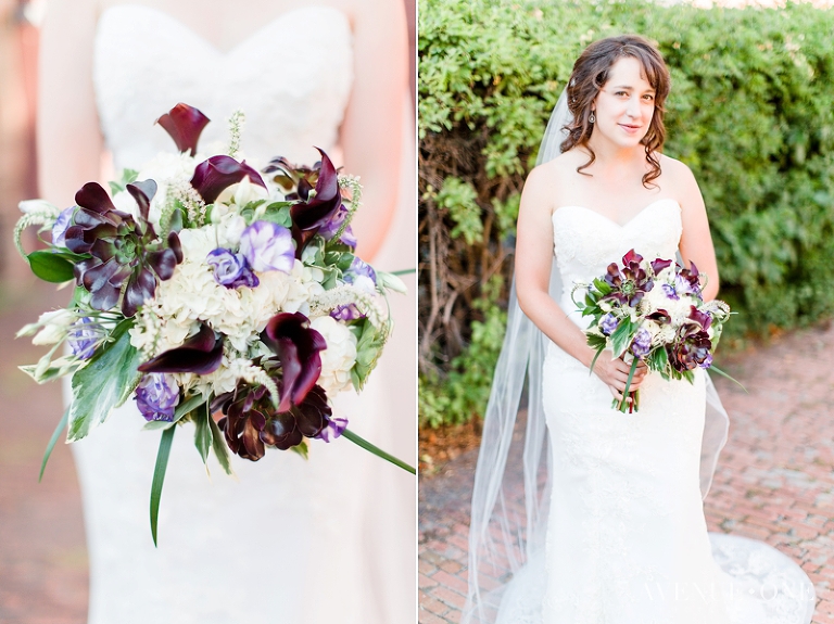 bride with purple bouquet with succulents