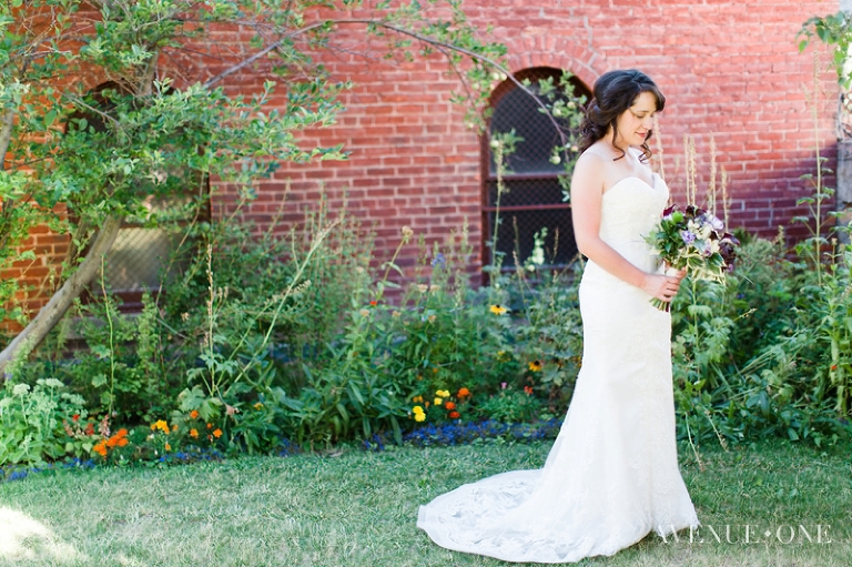 bride in garden