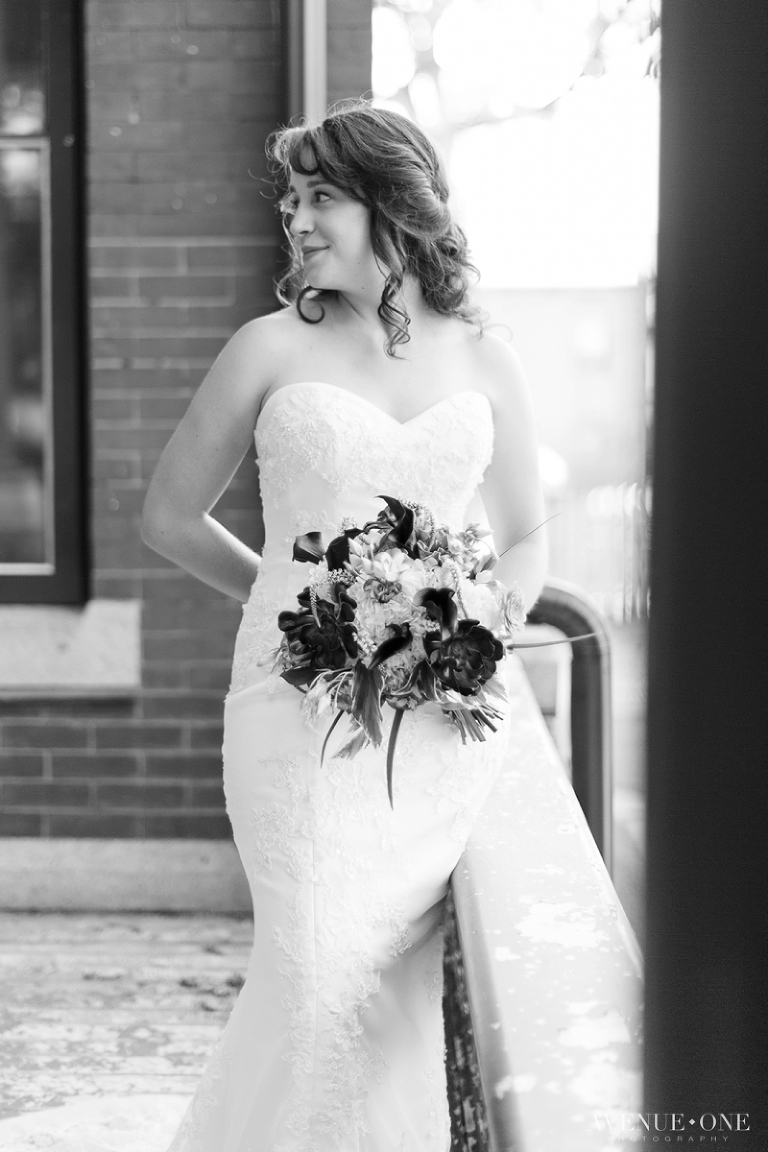 bride on porch