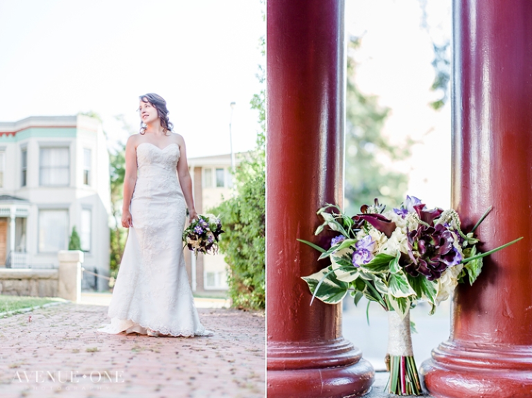 bride walking on brick path