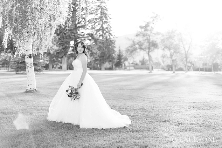 bride on front lawn