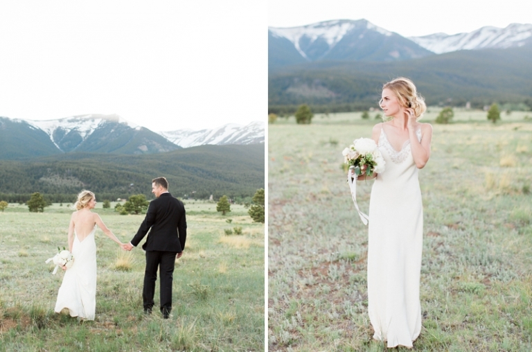 Bride and Groom in front of Montana Mountains wedding photo