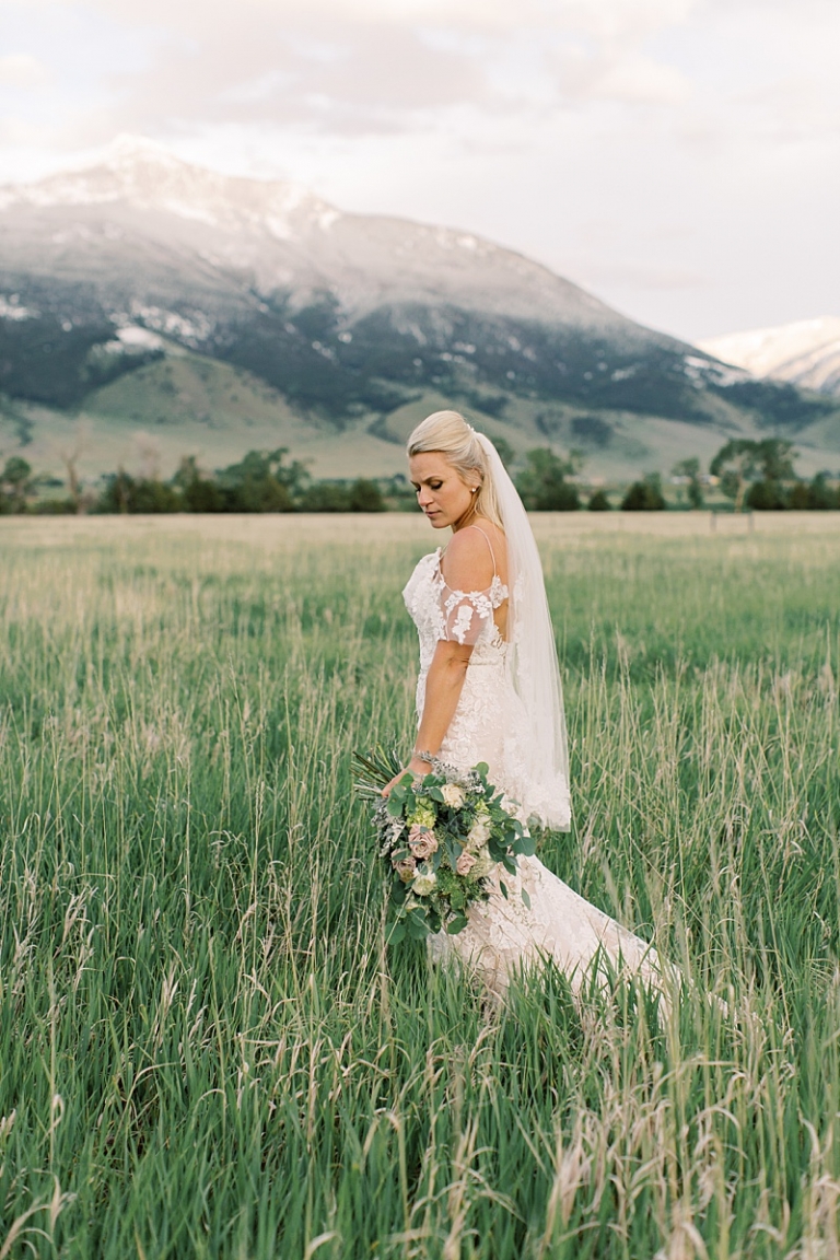Bride-in-front-of-Montana-Mountains