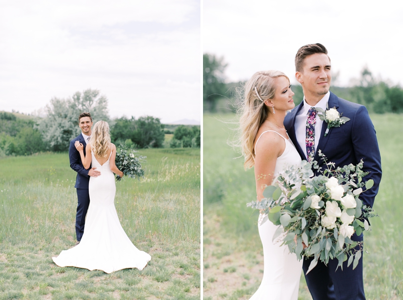 Wedding photos in field at Kleffner Ranch