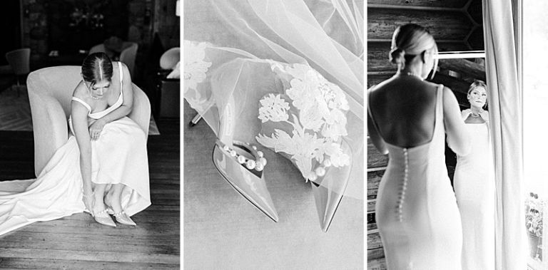 Bride getting ready at Rainbow Ranch Lodge Wedding Venue