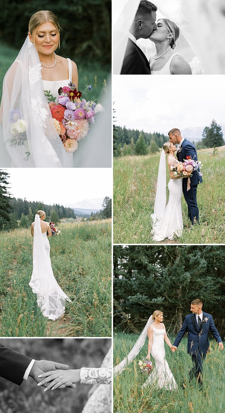 Collage of wedding photos taken at Rainbow Ranch Lodge
