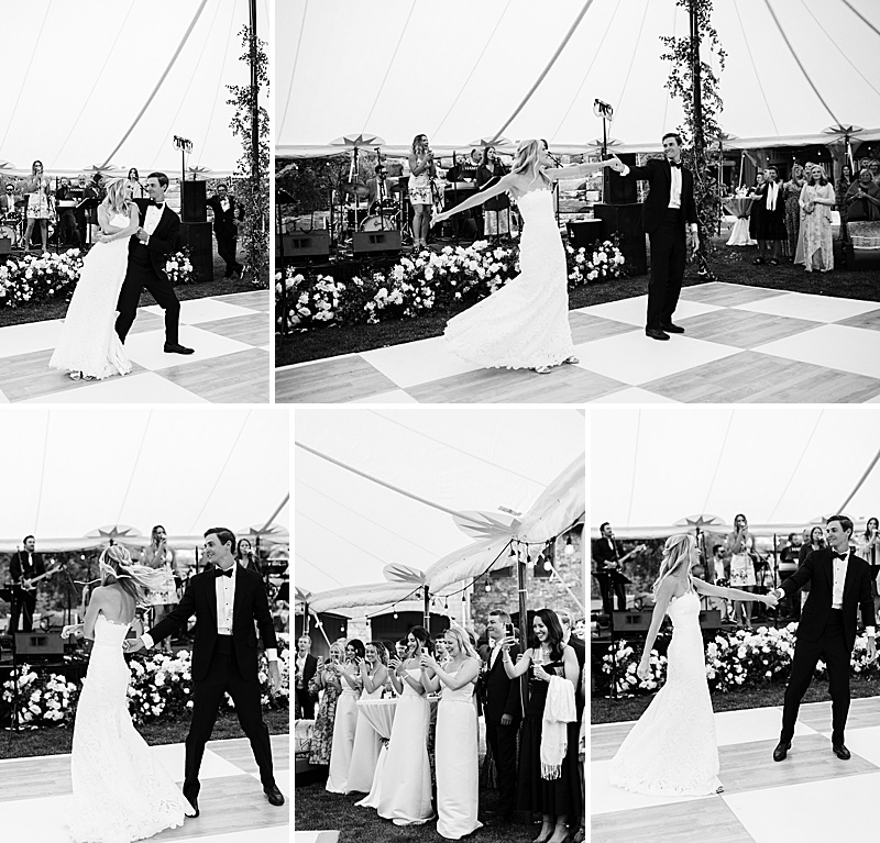 Dancing in a tented wedding reception at Moonlight Basin