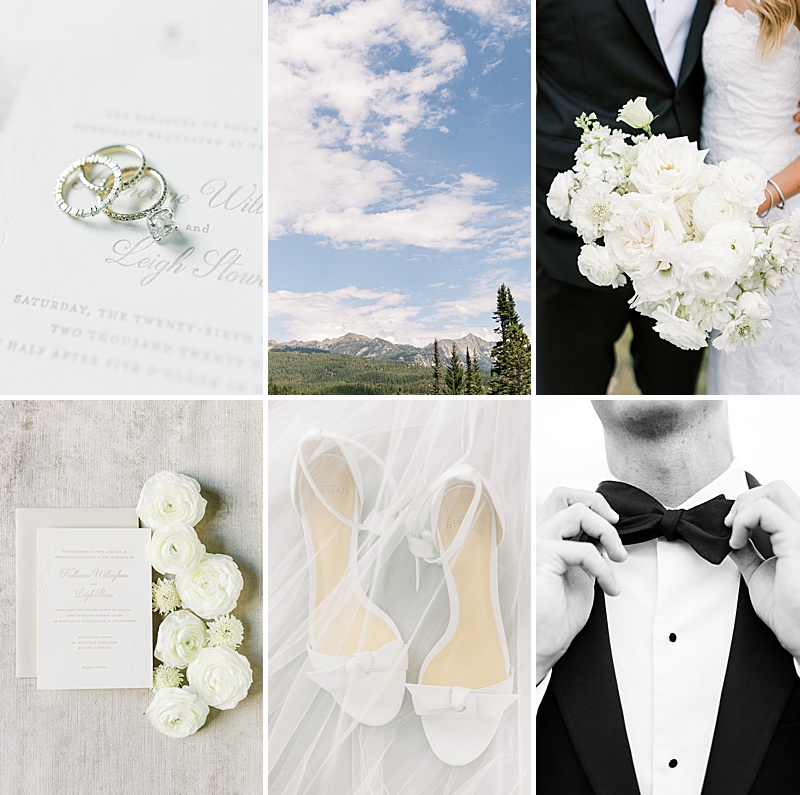 Wedding detail photo collage at moonlight basin